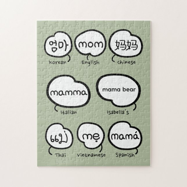 Handgeschriebene Mutter-Typografie Sagegrün Mutter Puzzle (Vertikal)