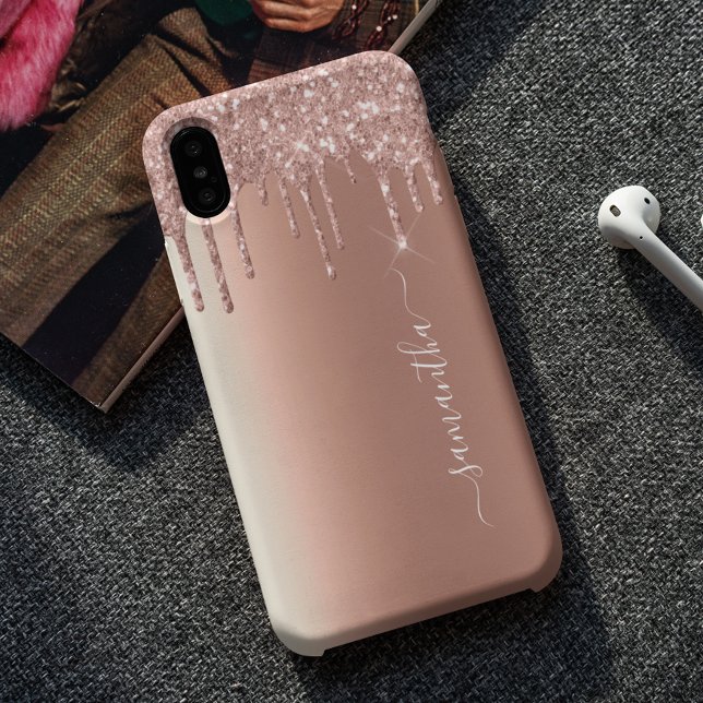 Handgeschriebene Name Rose Gold Glitzer Look Case-Mate iPhone Hülle (Von Creator hochgeladen)