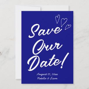 Handgeschriebene Navy farbenfrohe Retro Moderne Ho Save The Date