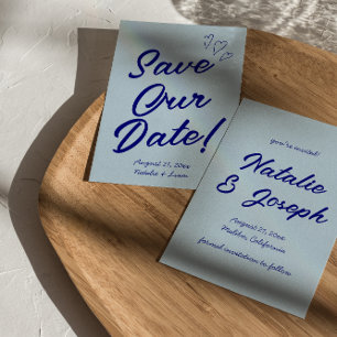 Handgeschriebene Navy farbenfrohe Retro Moderne Ho Save The Date