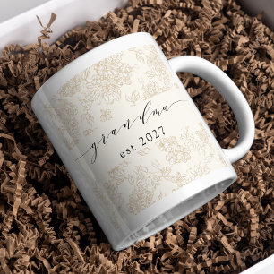 Handgeschriebene Oma stilvolles Blumenmuster  Kaffeetasse