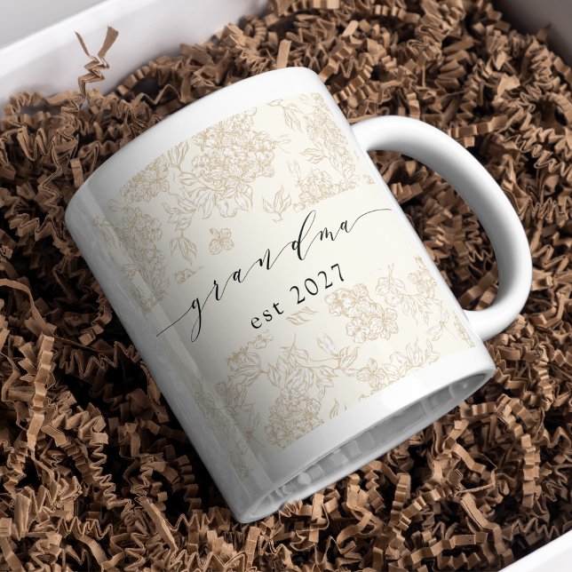 Handgeschriebene Oma stilvolles Blumenmuster  Kaffeetasse (Von Creator hochgeladen)