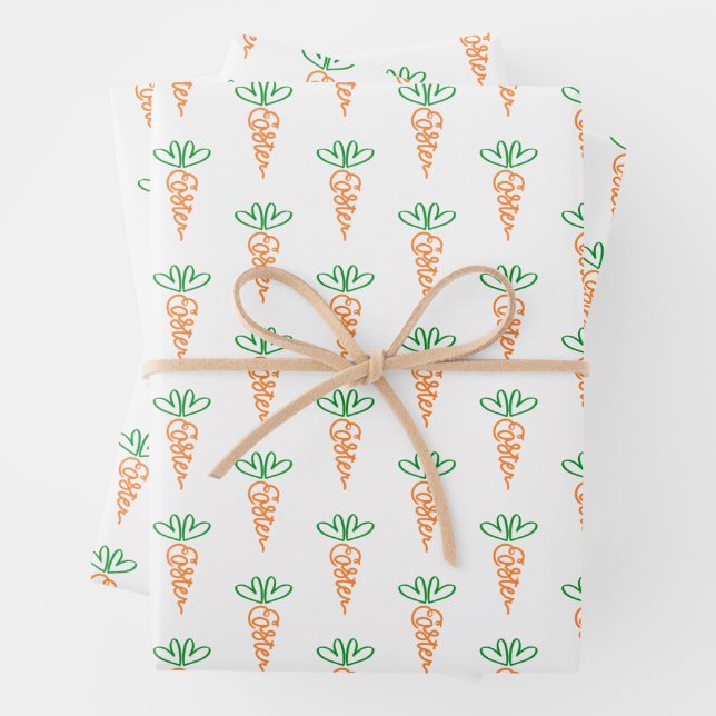 Handgeschriebene Osterkarrot-Geschenkwrap Geschenkpapier Set (Beispiel)