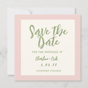 Handgeschriebene Pastell-Retro-Hochzeit Save The D Date