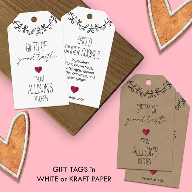 🍪 handgeschriebene Personalisierte hausgemachte L Geschenkanhänger (🍪 Hand-Lettered Personalized Homemade Treat Gift Tags in White or Kraft Paper
)
