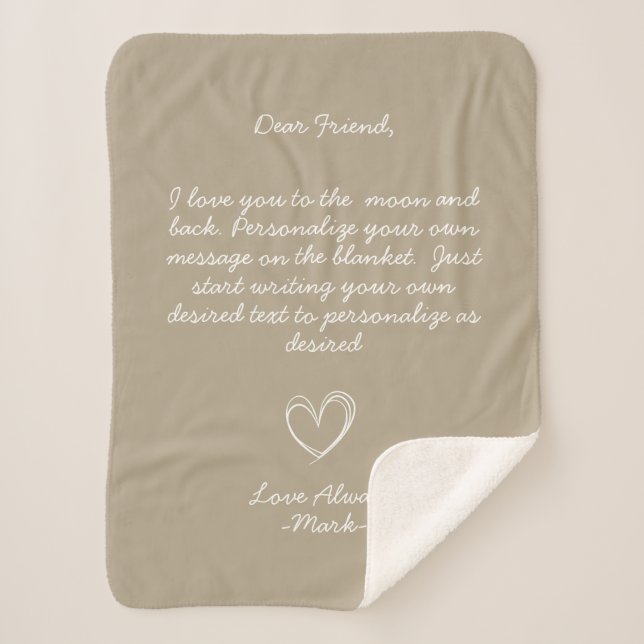 Handgeschriebene Personalisierte Nachrichtenfreund Sherpadecke (Vorderseite)