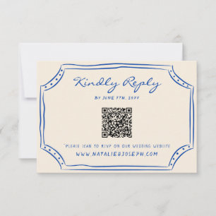 Handgeschriebene Pinstripes bemalt QR-Code Hochzei RSVP Karte