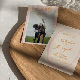 Handgeschriebene Pinstripes farbiges Foto Hochzeit Save The Date