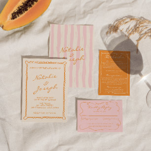 Handgeschriebene Pinstripes Whimsical Farbige Hoch Einladung