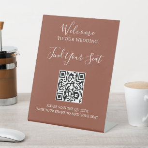 Handgeschriebene QR-Code-Hochzeitssitzordnung Sockelschild