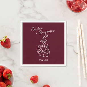 Handgeschriebene Retro-Champagner-Turm-Hochzeit Serviette