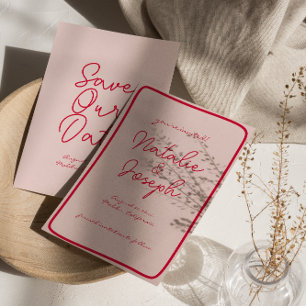 Handgeschriebene Retro farbenfrohe, einzigartige m Save The Date