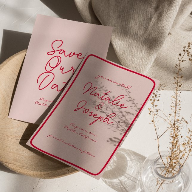 Handgeschriebene Retro farbenfrohe, einzigartige m Save The Date (Von Creator hochgeladen)
