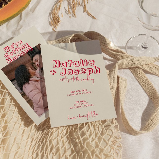 Handgeschriebene Retro farbenfrohe moderne, feine  Einladung (Von Creator hochgeladen)