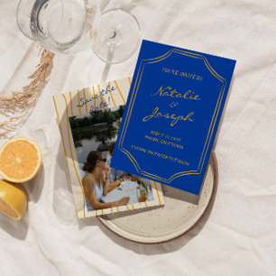 Handgeschriebene Retro-Pinstripe-Italien-Foto-Hoch Save The Date
