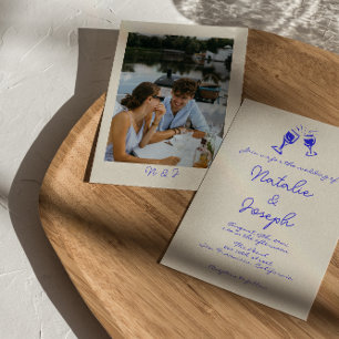 Handgeschriebene Retro-Spaß-Foto-Hochzeit Einladung