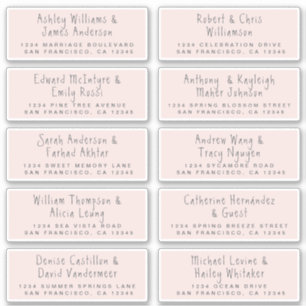 Handgeschriebene Rosa Wedding Guest Address Labels