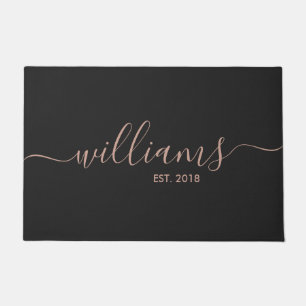 Handgeschriebene Roségold-Familienname-Willkommens Fußmatte