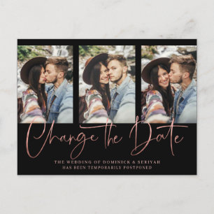 Handgeschriebene Roségold-Hochzeit-Verschiebung Postkarte