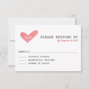 Handgeschriebene RSVP-Karte für Wasserfarbenherz RSVP Karte