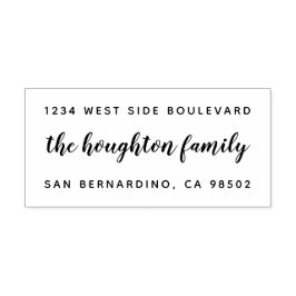 Handgeschriebene Rücksendeadresse von Familienname Gummistempel