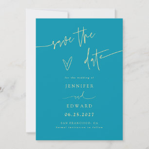 Handgeschriebene Schrift Aqua Blau Save The Date