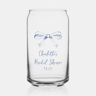 Handgeschriebene Schrift Coquette Schleife Blaue B Dosenglas