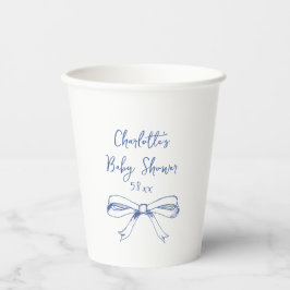 Handgeschriebene Schrift Coquette-Schleife Blaue B Pappbecher