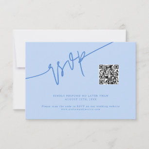 Handgeschriebene Schrift Eisblaue Hochzeits-QR-Cod RSVP Karte