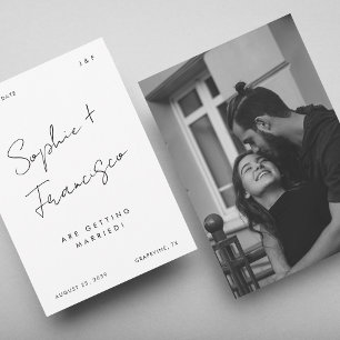 Handgeschriebene Schrift Foto & Monogramm Einfache Save The Date