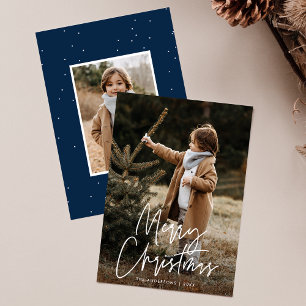 Handgeschriebene Schrift Frohe Weihnachten Navy 2