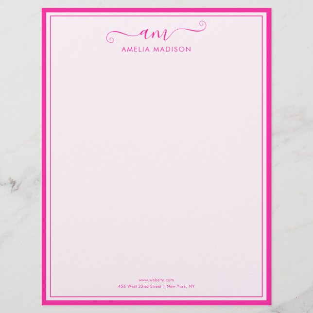 Handgeschriebene Schrift in lebhaftem Rosa Briefko Briefbogen (Vorderseite)