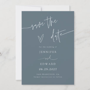 Handgeschriebene Schrift Schieferblau Save-The-Dat Save The Date