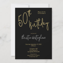 Handgeschriebene Schrift Simple Black Gold 50. Geb