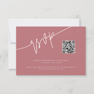 Handgeschriebene Schrift Staubiges Rosa Hochzeits- RSVP Karte