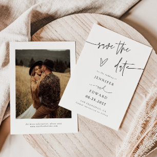 Handgeschriebene Schrift Weiße Hochzeit Termin vor Save The Date