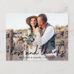 Handgeschriebene schwarze Schrift Liebe und Dank H Postkarte