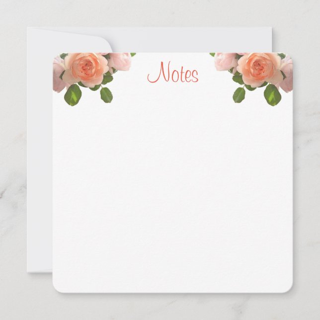 Handgeschriebene Script-Watercolor-Rose Mitteilungskarte (Vorderseite)