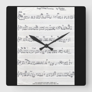 Handgeschriebene Sheet Music Square Wanduhr