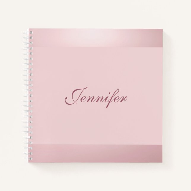 Handgeschriebene Skript-Rose Gold-Farbe Elegant Mo Notizbuch (Vorderseite)