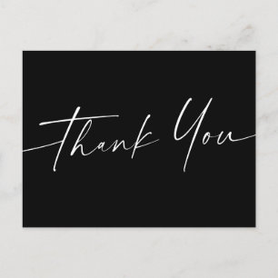 Handgeschriebene Skripte danken elegantem Schwarz Postkarte