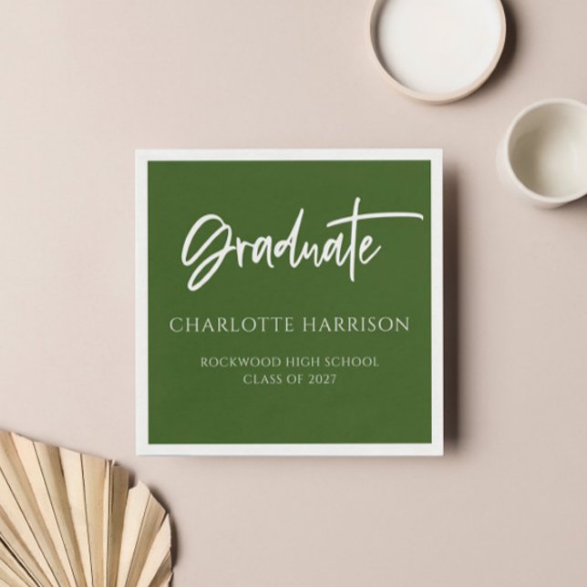 Handgeschriebene Skriptgrüne Graduierungspartei Serviette (Von Creator hochgeladen)