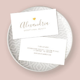 Handgeschriebene Skriptkalligrafie mit Gold Heart Visitenkarte