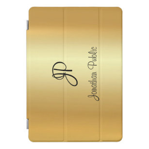 Handgeschriebene Skriptmonogramm-Elegante-Gold-Vor iPad Pro Cover