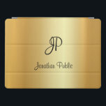 Handgeschriebene Skriptmonogramm-Elegante-Gold-Vor iPad Pro Hülle<br><div class="desc">Handgeschriebenes Script Monogram Elegant Gold Template Moderne iPad Pro Cover,  iPad Hüllen & Covers.</div>
