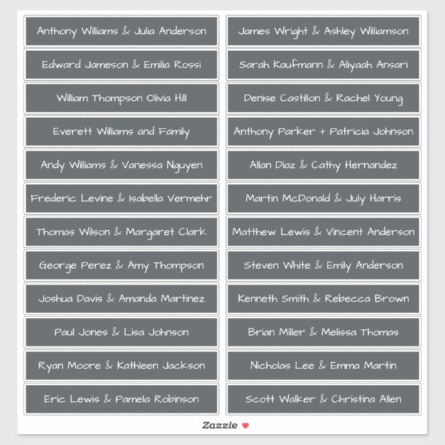 Handgeschriebene Skriptnamen Namen Labels OffBlack (Blatt)