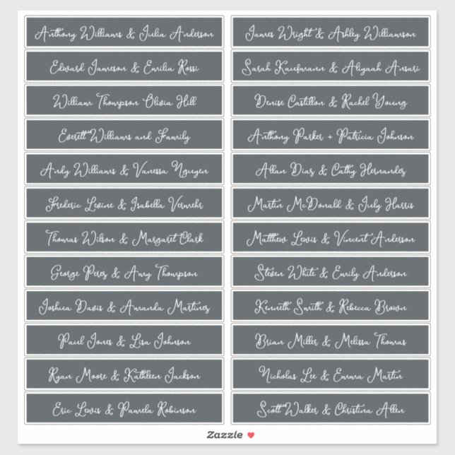 Handgeschriebene Skriptnamen Namen Labels OffBlack (Blatt)