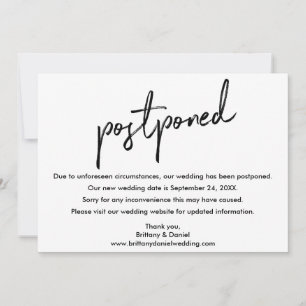 Handgeschriebene SkriptWedding Postponed New Date Save The Date