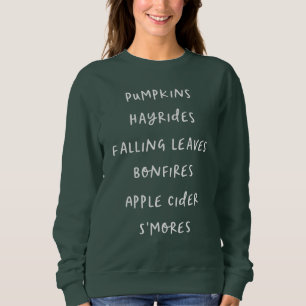 Handgeschriebene Textentwürfe für Herbst- und Herb Sweatshirt