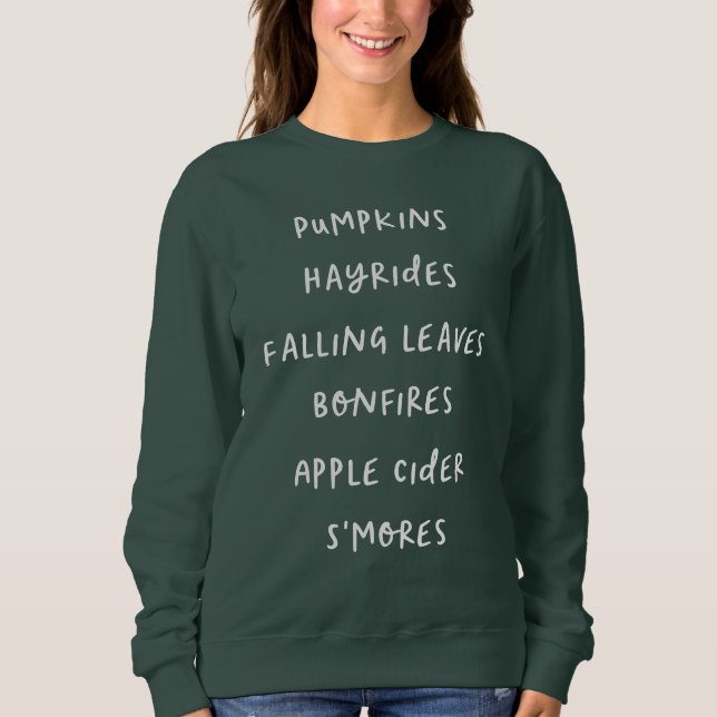 Handgeschriebene Textentwürfe für Herbst- und Herb Sweatshirt (Vorderseite)